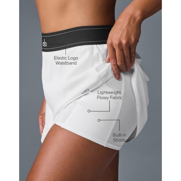 Alo Match Point Tennis Skirt White Black Active Sports Exercise Run Mini Skort - Picture 5 of 17